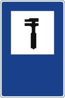 Rectangular traffic signal in blue and white, isolated on white background. Car repair workshop vector