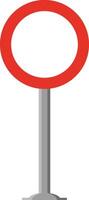 Rounded traffic signal in white and red, with stick and isolated on white background. Circulation prohibited vector