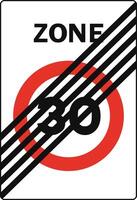 Rectangular traffic signal in white and red, isolated on white background. End of pedestrian priority zone with maximum speed for vehicles vector