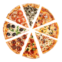 Variety Of Pizza Slices On Transparent Background Isolated png