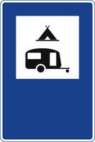 Rectangular traffic signal in blue and white, isolated on white background. Camping area and caravan plot vector