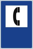 Rectangular traffic signal in blue and white, isolated on white background. Telephone vector