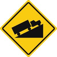 Rhomboid traffic signal in yellow and black, isolated on white background. Warning of steep ascent vector