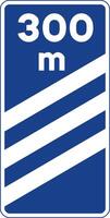 Rectangular traffic signal in blue and white, isolated on white background. Exit Approach Panel 300m vector