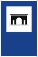 Rectangular traffic signal in blue and white, isolated on white background. Monument vector