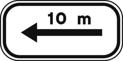 Rectangular complementary panel with white background and text in black, isolated on white background. Extension of the prohibition to the left vector
