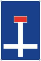 Rectangular traffic signal in blue and white, isolated on white background. Dead end road vector