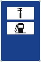 Rectangular traffic signal in blue and white, isolated on white background. Car repair workshop and fuel nozzle vector