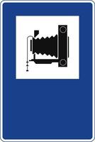 Rectangular traffic signal in blue and white, isolated on white background. Landmark vector