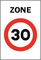 Rectangular traffic signal in white and red, isolated on white background. Pedestrian priority zone with maximum speed for vehicles vector