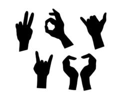 Set of doodle sketch different arm signs vector