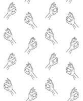 Seamless pattern of sketch okay sign vector