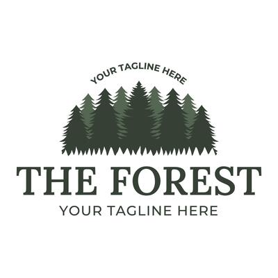 Tree logo design. Pine forest logo illustration
