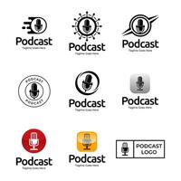 Set of Podcast or Radio Logo design using Microphone icon vector