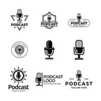 Set of Podcast or Radio Logo design using Microphone icon vector