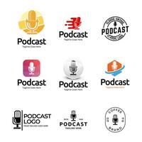 Set of Podcast or Radio Logo design using Microphone icon vector