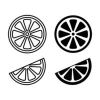 Set of lemon or orange. Simple icon on white background vector
