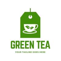 Natural green tea cup for logo design concept editable. vector