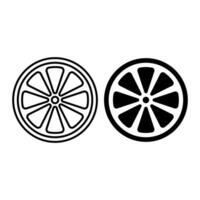 Lemon, orange icon in flat black style, isolated on white background vector