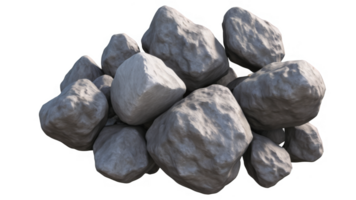 Asteroids swarm of boulders or stone meteorite isolated on transparent background, flying rock in the space. png