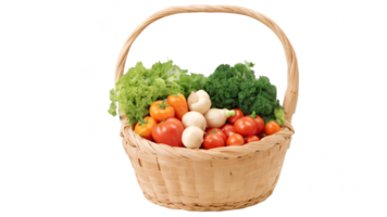 basket with vegetables isolated on transparent background png
