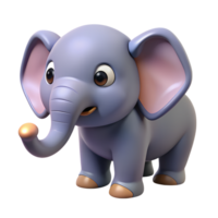 Adorable 3D illustration of a cute baby elephant with big ears and a friendly expression. Perfect for children's content. png