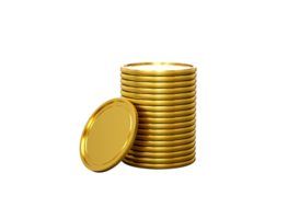 3d Stack Of Golden Coins Shiny Rounded Coins Stack 3d Illustration png