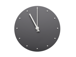 Simple clock gray Eleven 11 o clock. Modern Minimal Clock. 3D illustration png
