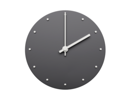 Simple clock gray Two o'clock 2 Modern Minimal Clock. 3D illustration png