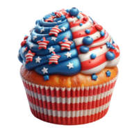 AI-Generated a patriotic cupcake with stars and stripes on top png