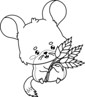 Outline chinchilla with ears of wheat png