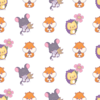 Seamless square pattern with cute rodent png