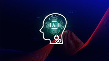 Ai tech, virtual graphic Global Internet connect with AI, Artificial Intelligence, using command prompt for generates something, Futuristic technology transformation. photo