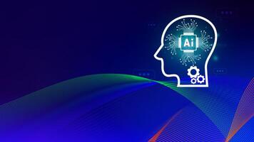 Ai tech, virtual graphic Global Internet connect with AI, Artificial Intelligence, using command prompt for generates something, Futuristic technology transformation. photo