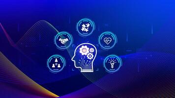 Power soft skills, multi skills responsibility HR human resources concept, personal attribute development, Digital Personality, problem solving, adaptability, collaboration, leadership, creativity. photo