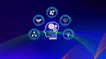 Power soft skills, multi skills responsibility HR human resources concept, personal attribute development, Digital Personality, problem solving, adaptability, collaboration, leadership, creativity. photo