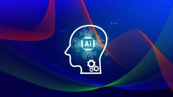 Ai tech, virtual graphic Global Internet connect with AI, Artificial Intelligence, using command prompt for generates something, Futuristic technology transformation. photo