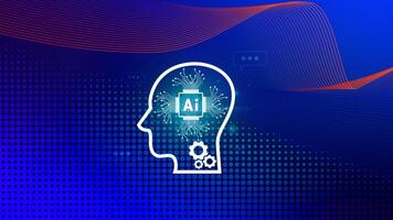 Ai tech, virtual graphic Global Internet connect with AI, Artificial Intelligence, using command prompt for generates something, Futuristic technology transformation. photo