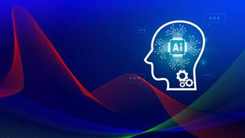 Ai tech, virtual graphic Global Internet connect with AI, Artificial Intelligence, using command prompt for generates something, Futuristic technology transformation. photo