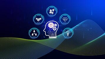 Power soft skills, multi skills responsibility HR human resources concept, personal attribute development, Digital Personality, problem solving, adaptability, collaboration, leadership, creativity. photo