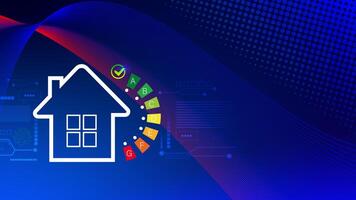 Energy efficiency concept, energy efficiency rating for energy efficient house building rate label audit, Renewable energy concept. for background. photo