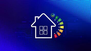 Energy efficiency concept, energy efficiency rating for energy efficient house building rate label audit, Renewable energy concept. for background. photo