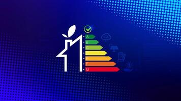 Energy efficiency concept, energy efficiency rating for energy efficient house building rate label audit, Renewable energy concept. for background. photo