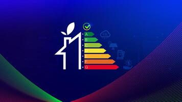Energy efficiency concept, energy efficiency rating for energy efficient house building rate label audit, Renewable energy concept. for background. photo