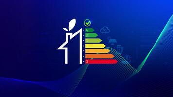 Energy efficiency concept, energy efficiency rating for energy efficient house building rate label audit, Renewable energy concept. for background. photo