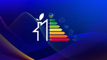 Energy efficiency concept, energy efficiency rating for energy efficient house building rate label audit, Renewable energy concept. for background. photo