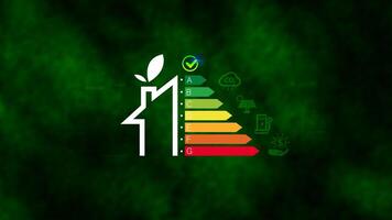 Energy efficiency concept, energy efficiency rating for energy efficient house building rate label audit, Renewable energy concept. for background. photo