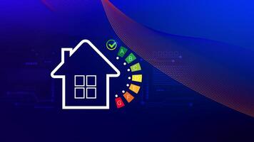 Energy efficiency concept, energy efficiency rating for energy efficient house building rate label audit, Renewable energy concept. for background. photo