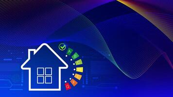 Energy efficiency concept, energy efficiency rating for energy efficient house building rate label audit, Renewable energy concept. for background. photo