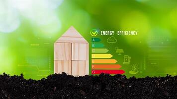 Energy efficiency concept, energy efficiency rating for energy efficient house building rate label audit, Renewable energy concept. for background. photo